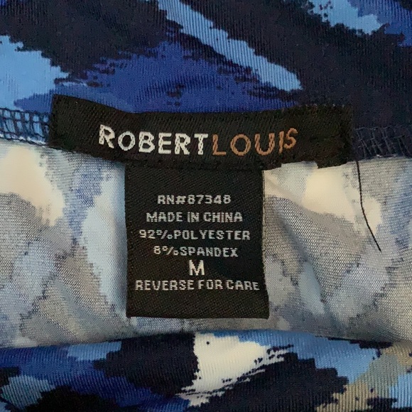 Robert Louis Blue Patterned Stretchy Midi Skirt Size Medium - Picture 4 of 5